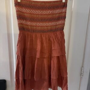 Edge Rust and Black Tiered Midi tube dress